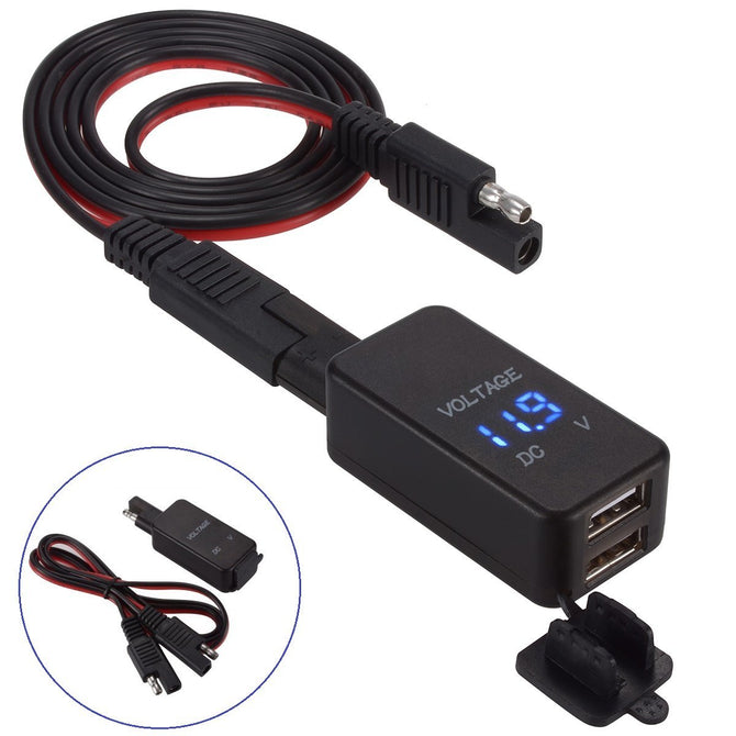 Eastor SAE to USB Adapter with Voltmeter for Motorcycle