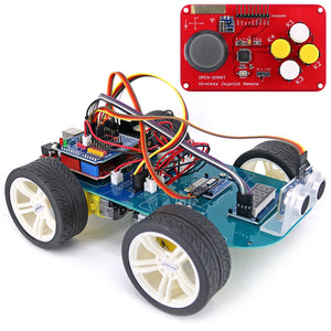 OPEN-SMART 4WD Wireless JoyStick Remote Control Smart Car Kit with Tutorial for Arduino UNO R3 Nano - Black + Blue