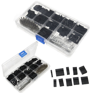 ESAMACT 620Pcs 2.54mm Dupont Cable Jumper Wire Pin Header Housing Kit, Male Crimp Pins + Female Pin Terminal Connector