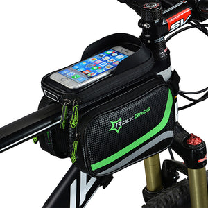 ROCKBROS 6.2" Rainproof Bicycle Bag, Bike MTB Front Head Bag, Top Tube Double Pouch Cycling Pannier