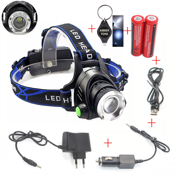 AIBBER TONE LED Headlamp Headlight Head Flashlight Aluminum 900lm T6/L2 Zoom Adjustable Head Lamp 18650 Battery Front Light