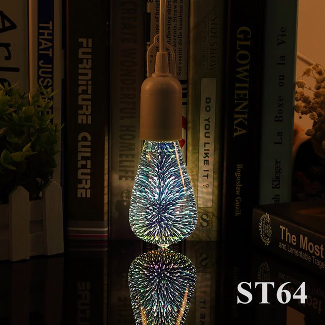 JRLED ST64 E27 4W Color 3D Fireworks Bulb Lamp, AC 220-240V