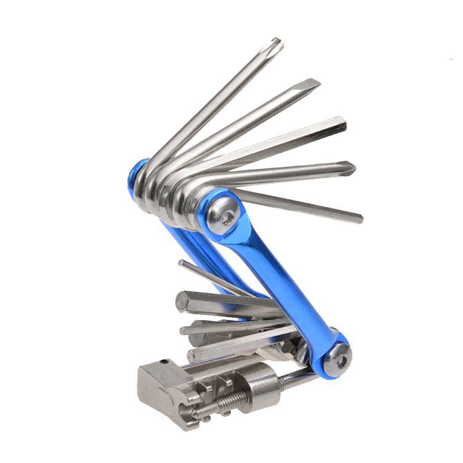 ROCKBROS Mini Pocket Folding Repair Tool, 11 in 1 Bicycle Mountain Road Bike Tool Set - Blue