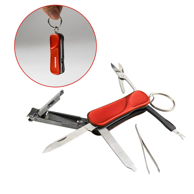 Munkees Manicure Multi-tool Kit Set, 6-in-1 Nail Clipper File Scissor Keyring, Mini Knife Tweezers Personal Beauty Accessories