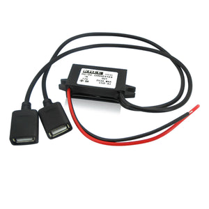 LY-KREE DC-DC12V (8V-22V) to 5V 3A 15W Buck Car Power Converter w/ Dual Output, Dual USB