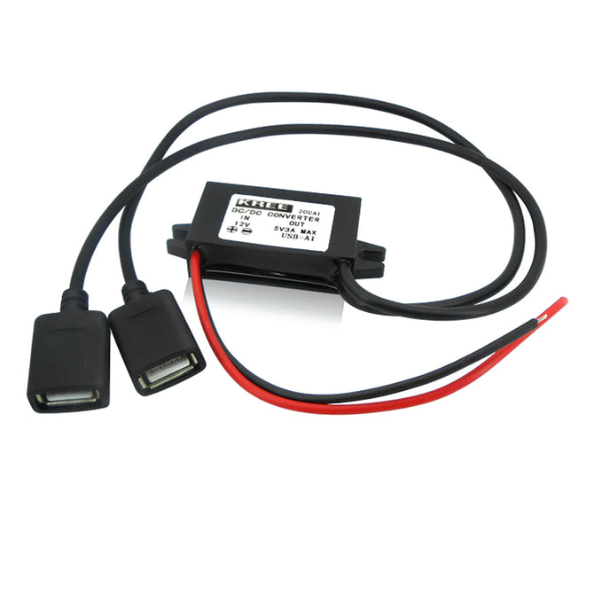 LY-KREE DC-DC12V (8V-22V) to 5V 3A 15W Buck Car Power Converter w/ Dual Output, Dual USB