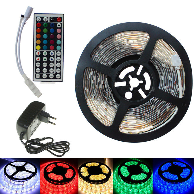 SENCART 5m Waterproof 30W 150-SMD RGB LED Light Strip w/ Remote Control, EU Adapter