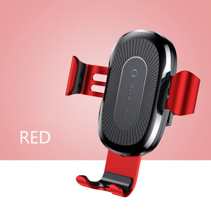 Baseus 10W QI Wireless Fast Charge Charger Car Mount Holder for IPHONE X Plus Samsung S8 S9 - Red