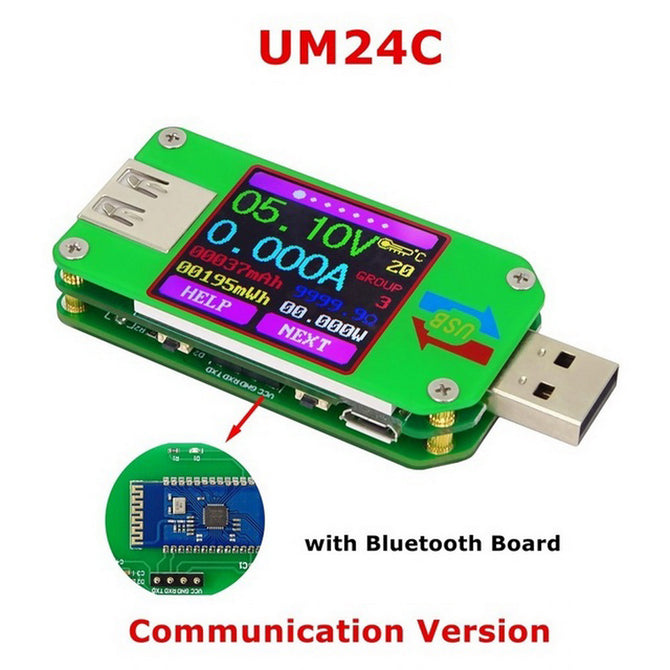 RD UM24 UM24C For APP USB 2.0 LCD Display Voltmeter Ammeter Battery Charge Voltage Current Meter Cable Resistance Tester