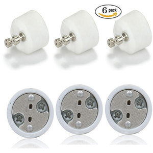 6pcs GU10 to MR16 Light Socket Ceramic Adapters Converters Bulb Accessories - White