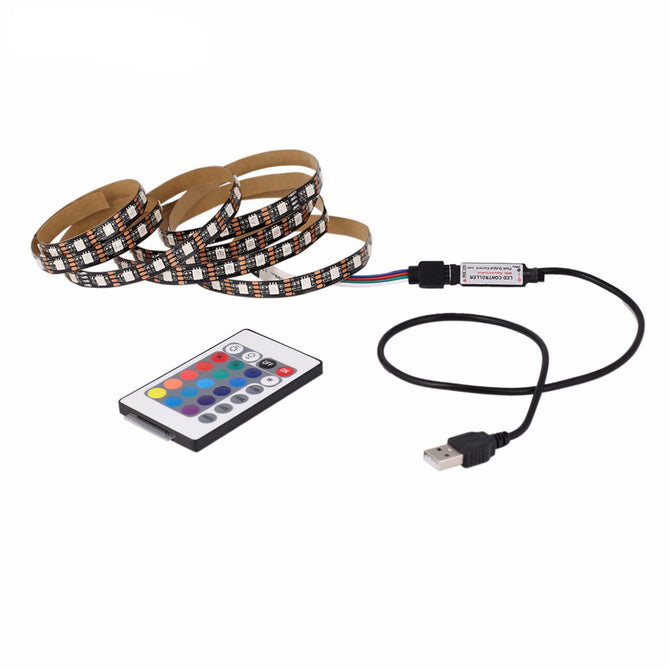 DC 5V 3W USB RGB 60-5050 LED Strip Light for TV Background Lighting with Self-Adhesive Tape (2M)