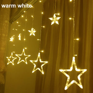 AC 220V EU Plug 2M 8W Romantic Fairy Star Style LED String Light Warm White for Curtain Holiday Wedding Party Decoration