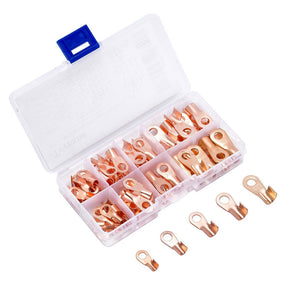 ESAMACT 70Pcs Copper Ring Lug Terminals Kit w/ Storage Box