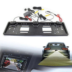 ESAMACT EU Plug License Plate Frame Reversing Radar with 3Pcs Parking Sensors