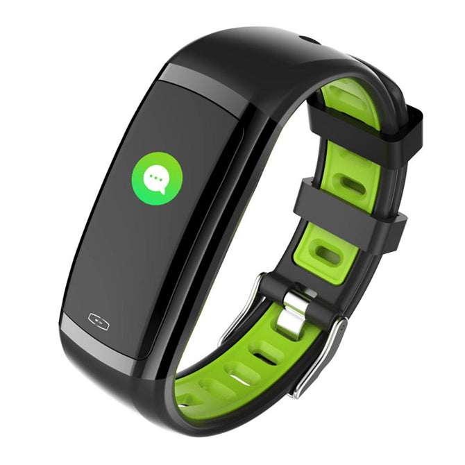 CD09 Smart Bracelet Touch Color Screen Sports Wrist Watch Heart Rate Blood Pressure Monitoring - Black + Green