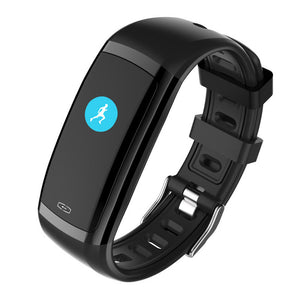 CD09 Smart Bracelet Touch Color Screen Sports Wrist Watch Heart Rate Blood Pressure Monitoring - Black