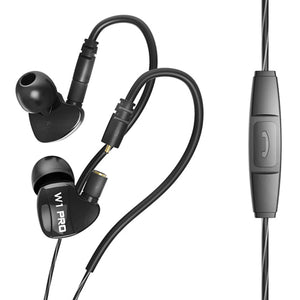 QKZ W1 Headphone For Running With Microphone Exercising Removable Cable - Black