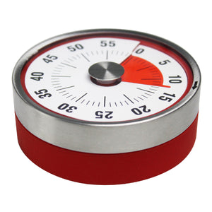 Mechanical Cooking Alarm Counter Clock, Baking Reminder, Stainless Steel Manual Countdown Round Shape Magnetic Kitchen Timer