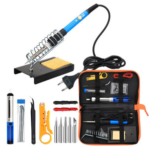 ESAMACT EU Plug Electronic 60W Soldering Iron Tool Kit with 5pcs Soldering Tips, Desoldering Pump, Soldering Iron Stand