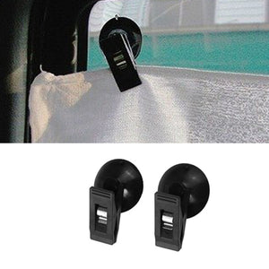 Car Interior Window Mount Black Suction Cup Clip Plastic Removable Holder For Sunshade Curtain Towel Ticket