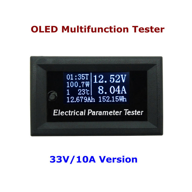 RD 100V/33V 10A 7-In-1 OLED Multifunction Tester Voltage Current Time Temperature Capacity Voltmeter Ammeter Electrical Meter