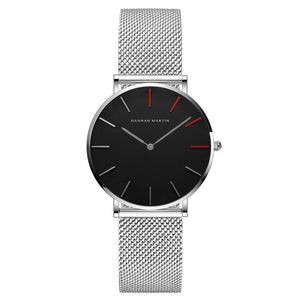 Hannah Martin HR36-W Fashion Women's Quartz Quartz Stainless Steel Strap Wrist Watch - Black + Silver