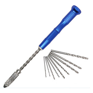 ZHAOYAO Portable Manual Hand Drill DIY Tool w/ 10Pcs Spare Drill Bits