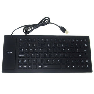 KELIMA Popular Portable Mini Waterproof Rubber USB Wired 85-key Keyboard for Tablet Computer - Black