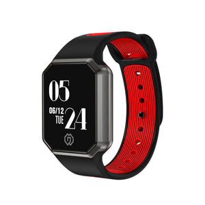 DMDG Smart Bracelet Heart Rate Blood Pressure Monitor Sport Wristband Message Push Remote Music Bracelet for IOS Android - Red