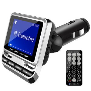 ESAMACT FM12B Car MP3 Player, Wireless FM Transmitter, LCD Screen Car Kit with USB Charger, Support TF Card & Line-in AUX