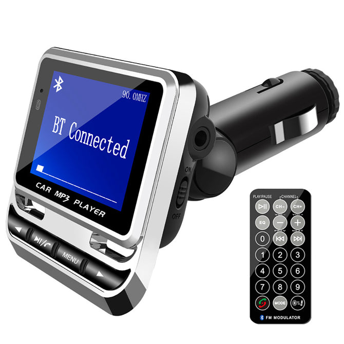 ESAMACT FM12B Car MP3 Player, Wireless FM Transmitter, LCD Screen Car Kit with USB Charger, Support TF Card & Line-in AUX