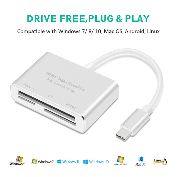 Measy 3 in 1 USB-C OTG Hub, Type C to CF/SD/TF Card Reader for Macbook Phone and More USB-C Devices