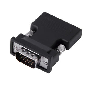 Cwxuan HDMI to VGA/3.5 mm Audio Jack Converter Adapter, Female to Male, Support HD Audio Video 1080P Signal Output - Black