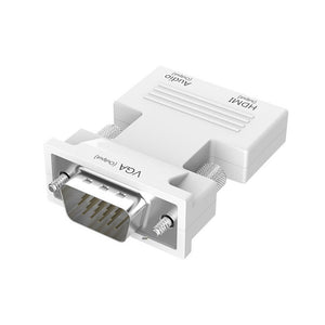 Cwxuan HDMI to VGA/3.5 mm Audio Jack Converter Adapter, Female to Male, Support HD Audio Video 1080P Signal Output - White
