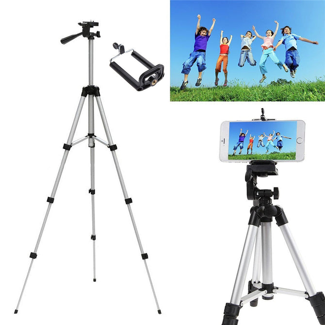 Lightweight Universal Three-way Tripod for DV Camera + Cell Phone Clip Holder