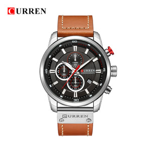 CURREN 8291 Fashion Men's Quartz Analog PU Band Wrist Watch - Silver + Black + Brown