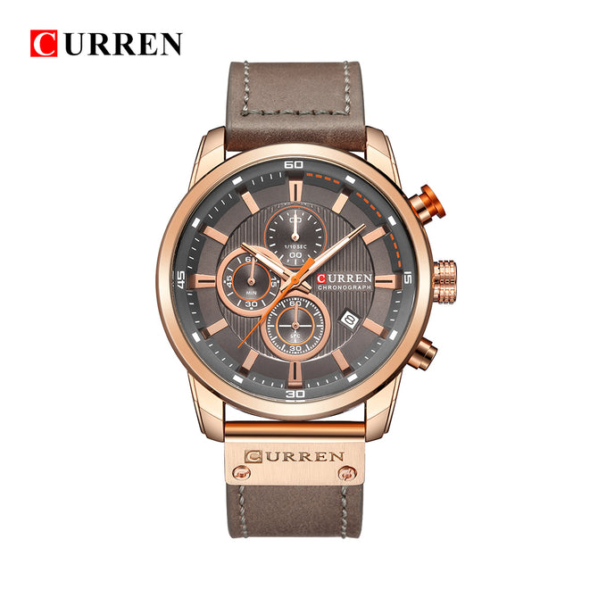 CURREN 8291 Fashion Men's Quartz Analog PU Band Wrist Watch - Grey
