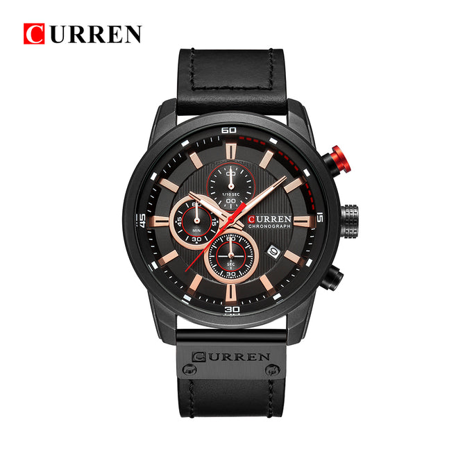 CURREN 8291 Fashion Men's Quartz Analog PU Band Wrist Watch - Black