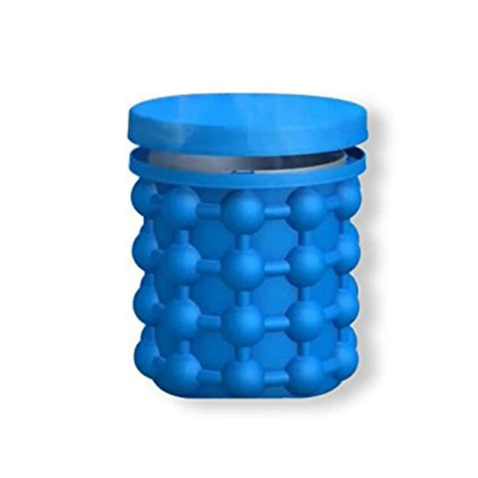 Silicone Ice Storage Bucket Space Saving Reusable Ice Cube Maker Kitchen Tool Genie Cubes Machine - Blue