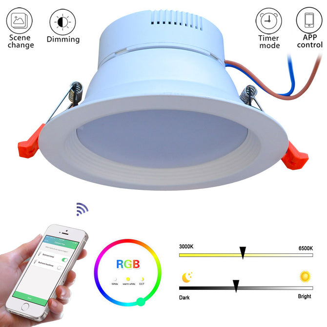 JIAWEN Smart Home RGBW 9W LED Downlight, Supports APP Control, Works with Zigbee Bridge
