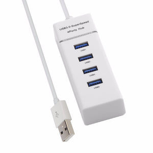 Portable USB 3.0 4 Port HUB USB Hubs Splitter Adapter for PC Mac Laptop Notebook Desktop - White
