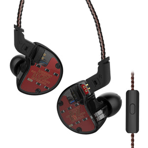 Original KZ ZS10 4BA with 1 Dynamic Hybrid 10 Drivers In Ear Earphones HIFI Headphones - Black (With Microphone)