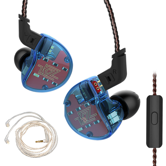 KZ ZS10 4BA with 1 Dynamic Hybrid 10 Drivers In Ear Earphones HIFI Headphones With Silver Cable - Blue (With Microphone)