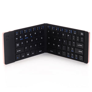 Portable Geyes Ultra Slim Wireless BT Foldable Keyboard with Cell Phone Stand for IOS Android Windows Devices - Rose Gold