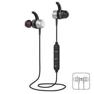Mini Smile T1 Sport Running Magnet Metal Bluetooth Stereo In-ear Wireless Headset Earphone with Mic - Silver