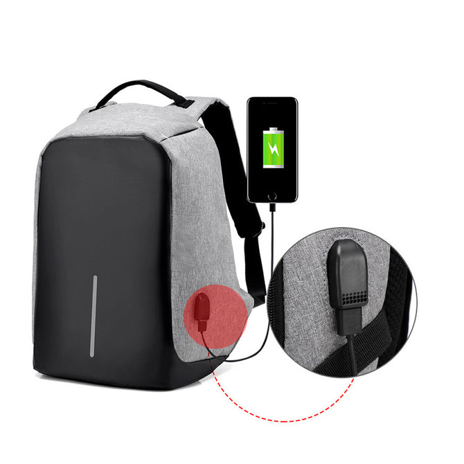15.6 Inch Business Travel Anti-Theft Slim Durable Laptop Backpack with USB Charging Port - Gray