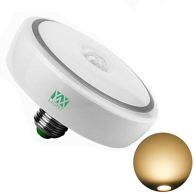 YWXLight E27 12W PIR Infrared Motion Sensor LED Induction Bulb Auto Warm White Light