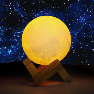 YWXLight 20CM 2W 3D Print Moon Style Rechargeable Night Light Lamp RGB 16 Color Change Touch Switch