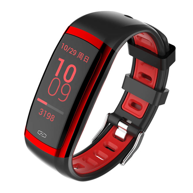CD09 Smart Bracelet Touch Color Screen Sports Wrist Watch Heart Rate Blood Pressure Monitoring - Dark Grey + Red