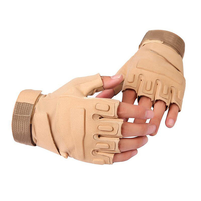 Ctsmart Outdoor Tractical Half-Finger Bike Riding Sun-resistant Gloves - Khaki (M)